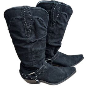 Charlie 1 Horse by Lucchese Black Suede Cowboy Boots